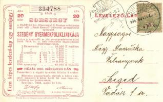 Lady with dove, charity lottery ticket for the 'Szegény gyermekpoliklinika' on the backsid...