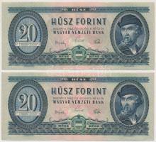 1962. 20Ft (2x) sorszámkövetők T:I egyik felső szélén apró hajlás
