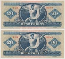 1962. 20Ft (2x) sorszámkövetők T:I egyik felső szélén apró hajlás