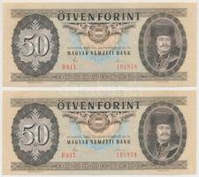 1980. 50Ft "H" sorozat (2x) sorszámkövetők, nyomdai papírránccal T:I