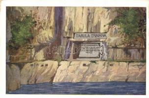 7 db használatlan akvarell képeslap, az MFTR sorozata - Kazán, Vaskapu, Ada Kaleh, Golubác, Visegrád...