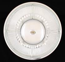 Forgatható, üvegbetétes fém asztali kínáló, d: 36 cm