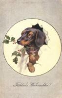 Christmas, Dachshund dog, B.K.W.I. 2626-5. (EK)