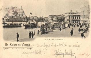 1898 Venice, Venezia; Riva Schiavoni / port, steamships (EK)