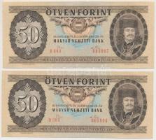 1975. 50Ft (2x) sorszámkövetők, nyomdai papírránccal T:I