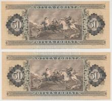 1975. 50Ft (2x) sorszámkövetők, nyomdai papírránccal T:I