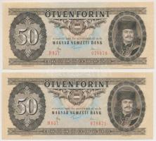 1980. 50Ft "D" sorozat, (2x) sorszámkövetők, nyomdai papírránccal T:I