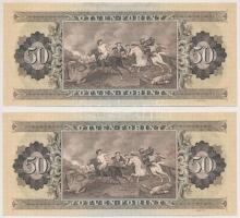 1980. 50Ft "D" sorozat, (2x) sorszámkövetők, nyomdai papírránccal T:I