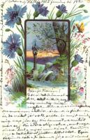 10 db RÉGI motívumlap pár lithoval; művész, hölgy, üdvözlő / 10 old motive cards with some litho; ar...