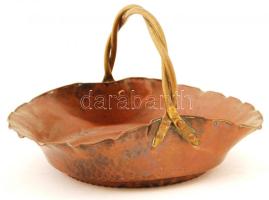 Díszes réz kosár, jelzett, 31×23×19 cm