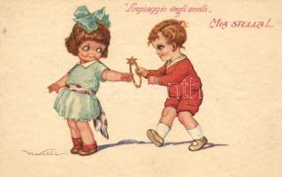 15 háború előtti szignós üdvözlő- és motívumlap, több olasz Art deco lappal / nice collection of 15 ...