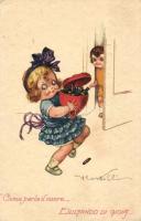 15 háború előtti szignós üdvözlő- és motívumlap, több olasz Art deco lappal / nice collection of 15 ...