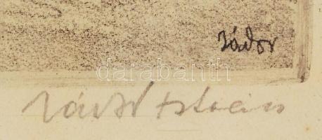 Zádor István (1882-1963): Szántódi rév. Rézkarc, papír, jelzett, üvegezett keretben, 28×44 cm