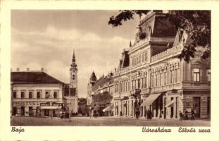 Baja Eötvös utca, templom, divatüzlet