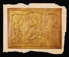 Tolnai világlapja, aranyszínű, dombornyomott, papír emléklap: Búcsú, Pro patria, Visszatérés. 1914-1915, A háborúból visszatért katonák emlékére. 10,5x14cm