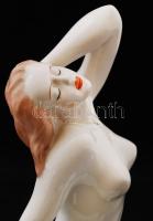 Aquincumi porcelán támaszkodó akt, kézzel festett, hibátlan, jelzett, m: 24 cm