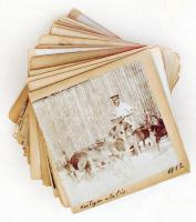 cca 1900 22 db érdekes fotó Oroszországból, némelyik feliratozva, 7,5x7,5 cm