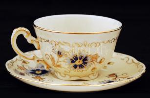 Zsolnay búzavirág mintás mokkás készlet, kézzel festett, jelzett, hibátlan