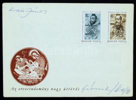 Kass János (1927-2010) üdvözlő sora és aláírása borítékon