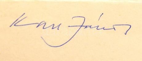 Kass János (1927-2010) üdvözlő sora és aláírása borítékon