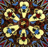 Fischer Károly dísz tál, kézzel festett, jelzett, hibátlan, d:30,5 cm