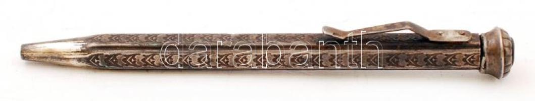 Ezüst (Ag.) töltő ceruza, jelzés nélkül, h:11 cm, nettó: 12,5 g / Silver mechanical pencil