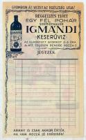 cca 1920-1930 A Komárom-Esztergom megyei Igmándi Keserűvíz szórólapja