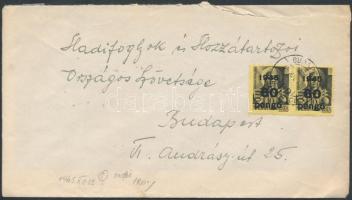 1945 (5. díjszabás) Helyi levél 3. súlykategóriában Kisegítő (III) 2x60P/18f bérmentesítéssel / Local cover 3nd weight class