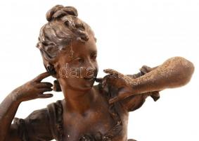 Emile Bruchon után: Sourde oreille (süket fül). Bronzírozott spiáter, repedésekkel, jelzett, kopott,...