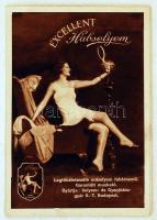 cca 1920-1930 Az Excellent Habselyem, A legtökéletesebb műselyem fehérnemű (gyártja: Selyem- és Gyapjúárugyár R.T.) kihajtható reklámja