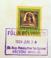 1924 Bp., A Pázmány Péter Tudományegyetem által kiállított gyógyszerész oklevél szárazpecséttel, okm...