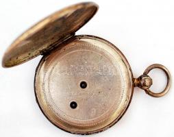 cca 1880 Ancre Ligne Droite kulcsos, duplafedeles ezüst zsebóra, szép állapotban, de üveg nélkül, Kü...