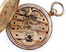 cca 1880 Ancre Ligne Droite kulcsos, duplafedeles ezüst zsebóra, szép állapotban, de üveg nélkül, Kü...