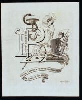 Henry André (1857-1932): Ex libris Bargalló, rézmetszet, papír, jelzett a dúcon, 12×10 cm