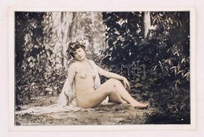 Akt virágkoszorúval, 18x12 cm / Nude picture, 18x12 cm