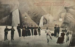 Dobsina jégbarlang, nyári korcsolyázás, Fejér Endre kiadása / ice skating, Divald