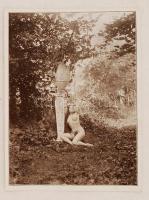 Falevelek közt, akt kép, 11x15 cm / Nude picture, 11x15 cm