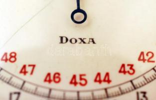 Doxa stopper zsebóra, számlapon apró repedés, müködik, jelzett, fém tokos,