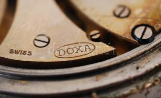 Doxa stopper zsebóra, számlapon apró repedés, müködik, jelzett, fém tokos,
