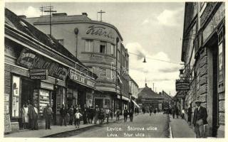 Léva, Stur utca, Schulcz Ignácz, Kürti, Steiner Ernő és Pollak Adolf üzlete, bank / street, shops, bank