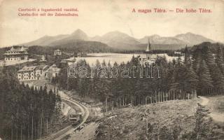 Tátra, Csorba-tó, Fogaskerekű vasút, kiadja Divald Károly / lake, funicular (EK)