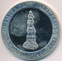 Spanyolország 1990. 2000P Ag "XXV. Nyári Olimpia Barcelona - Emberi piramis" T:PP ujjlenyo...