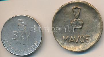 ~1970. "BKV Hűségérem" ezüstözött fém emlékérem tokban (36mm) + "MAVOE (Magyar Vasútmodellezők és Vasútbarátok Országos Egyesülete) Br emlékérem (44mm) T:2
