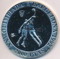 Spanyolország 1990. 2000P Ag "XXV. Nyári Olimpia Barcelona - Kosárlabda" T:PP ujjlenyomato...