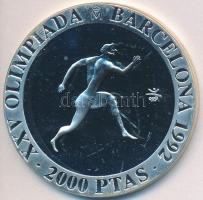 Spanyolország 1990. 2000P Ag "XXV. Nyári Olimpia Barcelona - Görög futó" T:PP ujjlenyomat
...