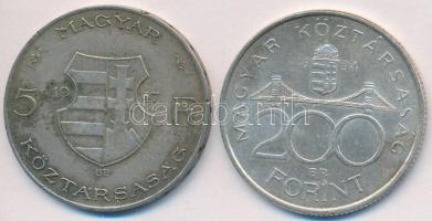 Vegyes: 1947. 5Ft Ag "Kossuth" + 1994. 200Ft Ag "Deák" T:2-,3
