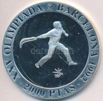 Spanyolország 1990. 2000P Ag "XXV. Nyári Olimpia Barcelona - Pelota játékos" T:PP enyhe fe...