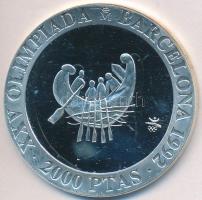 Spanyolország 1990. 2000P Ag "XXV. Nyári Olimpia Barcelona - Ókori hajó" T:PP ujjlenyomat,...