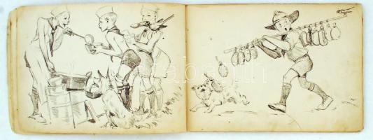 1933 Márton Lajos Gödöllői Jamboree 2 db rajzfüzet  / Jamboree album with drawings of Lajos Márton