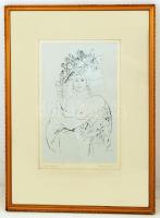 Reich Károly (1922-1988): Erdei szamóca. Szitanyomat, papír, jelzett, üvegezett keretben, 43×26 cm